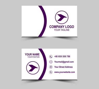 Kartvizit Mor Renk Yaratıcı Şablon Tasarım Tasarım Kartı Şirket Logo Vektörlü Profesyonel Kurum