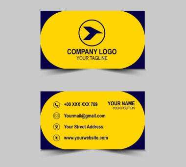 Kartvizit Mavi ve Sarı Yaratıcı Şablon Tasarım Tasarım Kartı Şirket Logo Vektörü ile profesyonel şirket