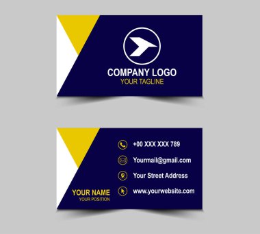 Kartvizit Mavi ve Sarı Yaratıcı Şablon Tasarım Tasarım Kartı Şirket Logo Vektörü ile profesyonel şirket