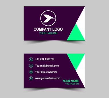 Mor Kartvizit ve Yeşil Yaratıcı Şablon Tasarım Tasarım Kartı Şirket Logo Vektörlü Profesyonel Kurum