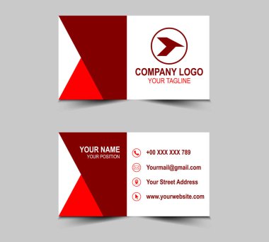 Kartvizit Kırmızı Yaratıcı Şablon Tasarım Tasarım Kartı Şirket Logo Vektörlü Profesyonel Kurum