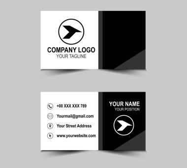 Kartvizit Siyah Yaratıcı Şablon Tasarım Kartı Şirket Logo Vektörü ile profesyonel şirket
