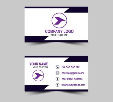 Şirket Logo Vektörü ile Modern Kartvizit Mor ve Mor Yaratıcı Tasarım Renk Kartı