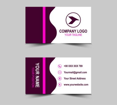 Şirket Logo Vektörü ile Mor Yaratıcı Tasarım Renkli kartviziti Modern kart şablonu