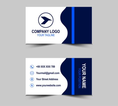 Şirket Logo Vektörü ile Modern Creative style Blue Color misafir kartı tasarım şablonu