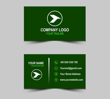 Şirket Logo Vektörü ile Modern Creative style Green Color kartvizit tasarımı şablonu