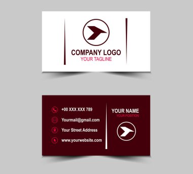 Şirket Logo Vektörü ile Modern Creative style Maroon Color kartvizit tasarımı şablonu