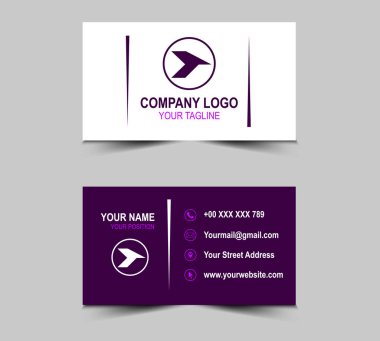 Şirket Logo Vektörü ile Modern Creative style Purple Color kartvizit tasarımı şablonu