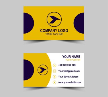 Mavili ve Sarı Modern Yaratıcı tarzı kartvizit tasarımı şablonu Şirket Logo Vektörü ile