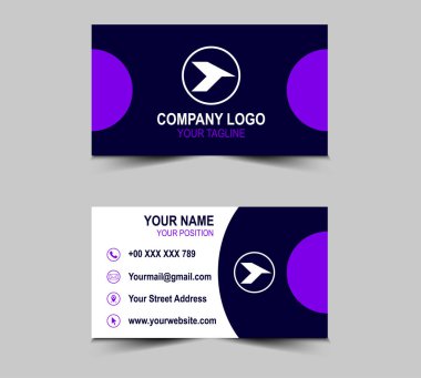 Şirket Logo Vektörü ile Mor Modern Yaratıcı tarzı kartvizit tasarımı şablonu