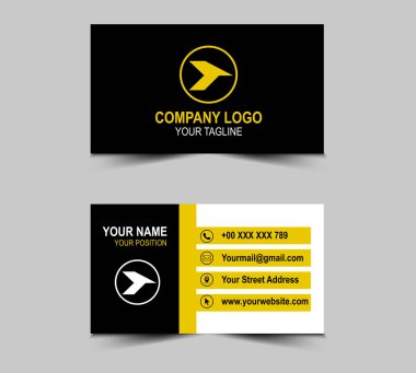 Kartvizit Siyah ve Sarı Modern Yaratıcı stil ziyaretçi kartı tasarım şablonu Şirket Logo Vektörü ile