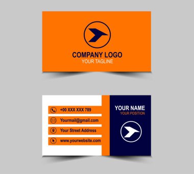 Şirket Logo Vektörü ile birlikte Mavi ve Turuncu Modern Yaratıcı kart tasarım şablonu