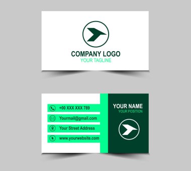 Şirket Logo Vektörü ile Yeşil Modern Yaratıcı tarzı kartvizit tasarımı şablonu