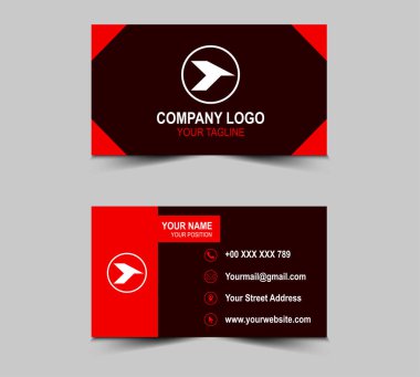 Şirket Logo Vektörü ile Kırmızı Modern Yaratıcı tarzı kartvizit tasarımı şablonu