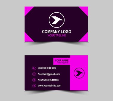 Şirket logosu, soyut tasarım şablonları olan Modern Purple kartviziti. Kişisel kartvizit Vektör illüstrasyonu