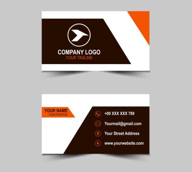 Şirket logosu, soyut tasarım şablonları olan Modern Brown and Orange kartviziti. Kişisel kartvizit Vektör illüstrasyonu
