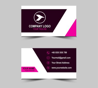 Şirket logosu, soyut tasarım şablonları olan Modern Purple kartviziti. Kişisel kartvizit Vektör illüstrasyonu