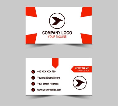 Şirket logosu, soyut tasarım şablonları olan Modern Orange kartviziti. Kişisel kartvizit Vektör illüstrasyonu