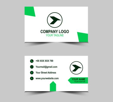 Şirket logolu Modern Green kartviziti, Soyut Tasarım şablonları. Kişisel kartvizit Vektör illüstrasyonu