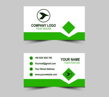 Şirket logosu, soyut tasarım şablonları olan Modern Yeşil Renkli kartvizit. Kişisel kartvizit Vektör illüstrasyonu