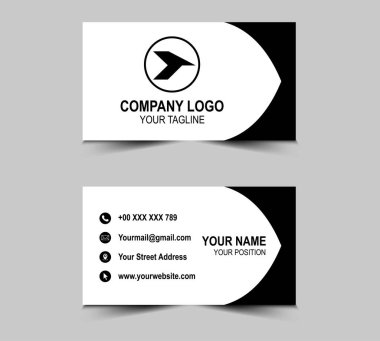 Şirket logosu ve Modern Tasarım şablonları olan bir kartvizit. Kişisel kartvizit Vektör illüstrasyonu