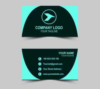 Şirket logosu, Modern Tasarım şablonları olan Soyut Yeşil ve Cyan Renkli kartvizit. Kişisel kartvizit Vektör illüstrasyonu
