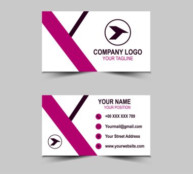 Şirket logosu ve Modern Tasarım şablonları olan soyut pembe kartvizit. Kişisel kartvizit Vektör illüstrasyonu