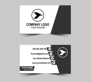 Şirket logosu ve Modern Tasarım şablonları olan bir kartvizit. Kişisel kartvizit Vektör illüstrasyonu