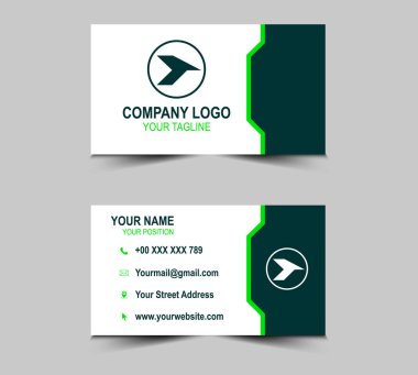 Şirket logosu ve Modern Tasarım şablonları olan bir kartvizit. Kişisel kartvizit Vektör illüstrasyonu