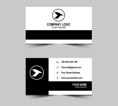 Modern Soyut Siyah ve Beyaz Tasarım şablonları. Şirket logosu olan kişisel ziyaret kartı. Vektör illüstrasyonu