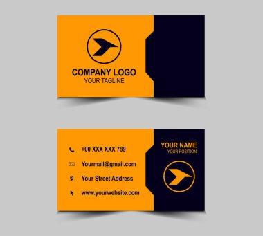 Modern Soyut Portakal ve Mavi Tasarım şablonları. Şirket logosu olan kişisel ziyaret kartı. Vektör illüstrasyonu