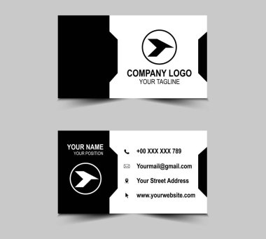 Modern Soyut Siyah Tasarım şablonları. Şirket logosu olan kişisel ziyaret kartı. Vektör illüstrasyonu