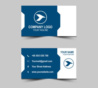 Modern Soyut Tasarım Mavi şablonlar. Şirket logosu olan kişisel ziyaret kartı. Vektör illüstrasyonu