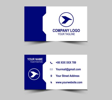 Modern Soyut Mavi Tasarım şablonları. Şirket logosu olan kişisel ziyaret kartı. Vektör illüstrasyonu