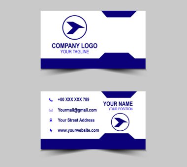 Modern Tasarım Mavi şablonlar. Şirket logosu olan kişisel ziyaret kartı. Vektör illüstrasyonu