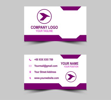 Modern Tasarım Mor Şablonlar. Şirket logosu olan kişisel ziyaret kartı. Vektör illüstrasyonu