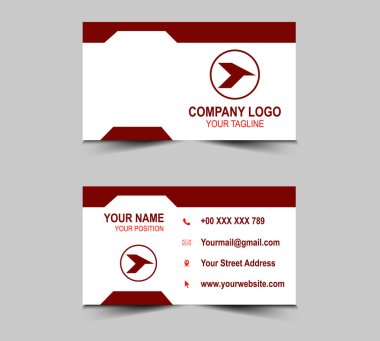 Modern Tasarım Kırmızı Şablonlar. Şirket logosu olan kişisel ziyaret kartı. Vektör illüstrasyonu
