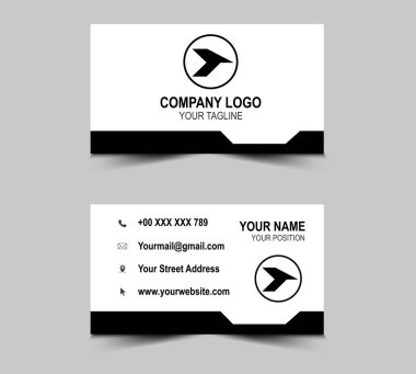 Modern Tasarım Siyah şablonlar. Şirket logosu olan kişisel ziyaret kartı. Vektör illüstrasyonu