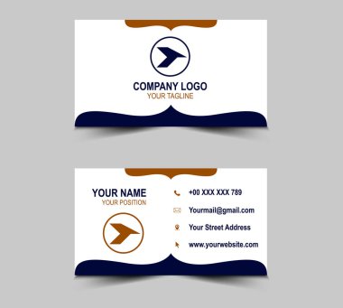 Modern Tasarım Mavi ve Kahverengi şablonlar. Şirket logosu olan kişisel ziyaret kartı. Vektör illüstrasyonu