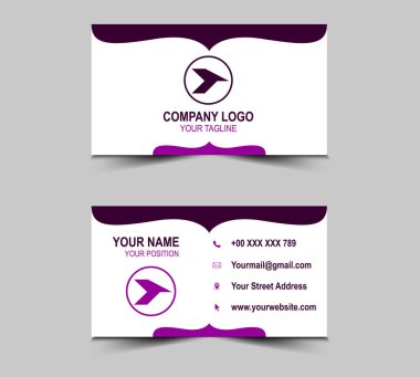 Mor Modern Tasarım şablonları. Şirket logosu olan kişisel ziyaret kartı. Vektör illüstrasyonu