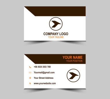 Modern Business card Design Brown templates. Personal visiting card with company logo. Vector illustration