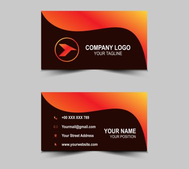 Modern Kartvizit Turuncu Gradyan Tasarım Şablonları. Şirket logosu olan kişisel ziyaret kartı. Vektör illüstrasyonu