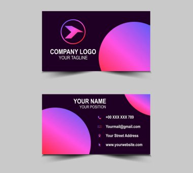 Modern Kartvizit Tasarımı Gradyan şablonları. Şirket logosu olan kişisel ziyaret kartı. Vektör illüstrasyonu