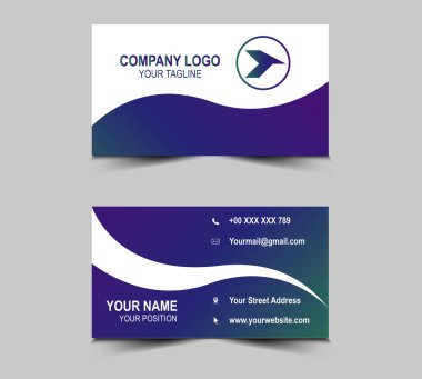 Modern Kartvizit Gradyan Tasarım şablonları. Şirket logosu olan kişisel ziyaret kartı. Vektör illüstrasyonu