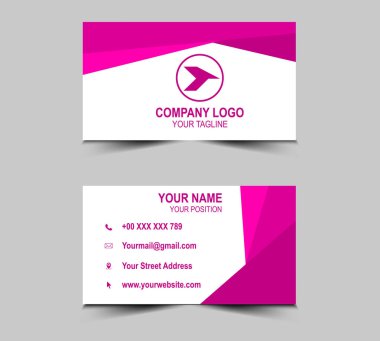 Modern kartvizit pembe şablonlar. Şirket logosu olan kişisel ziyaret kartı. Vektör illüstrasyonu