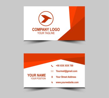 Modern Kartvizit Turuncu Tasarım şablonları. Şirket logosu olan kişisel ziyaret kartı. Vektör illüstrasyonu