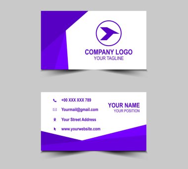 Modern Kartvizit Mor şablonlar. Şirket logosu olan kişisel ziyaret kartı. Vektör illüstrasyonu