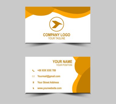 Modern Kartvizit Turuncu şablonlar. Şirket logosu olan kişisel ziyaret kartı. Vektör illüstrasyonu