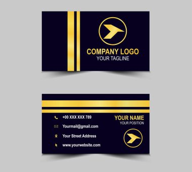 Ziyaret kartı şablonu Kartvizit Tasarım Vektörü Soyut Lüks Altın Zarif 