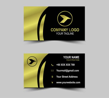 Kartvizit şablonu. Lüks Altın ve Siyah Zarif, misafir kartı tasarımı. Pro Vector